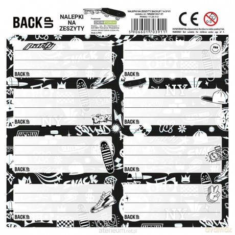Nalepki na zeszyty BackUp 7 A57 (25szt)