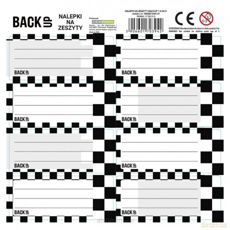 Nalepki na zeszyty BackUp 7 A94 (25szt)