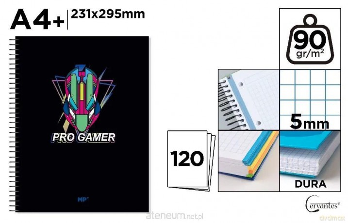 Notatnik A4+/120K kołowy kratka pro gamer