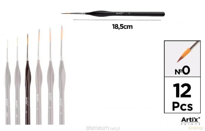 Pędzel ergonom malarski cienki liniowy 0# (12szt)