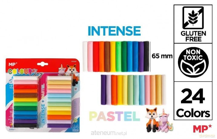 Plastelina 24 kolory intense + pastel