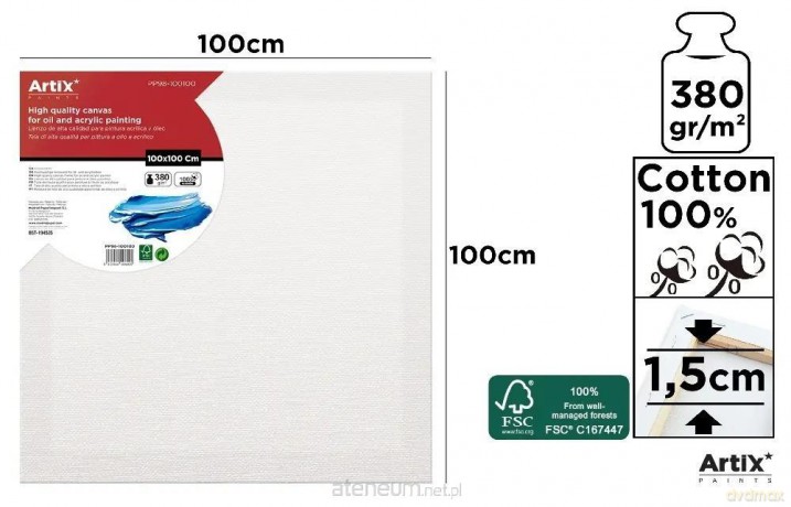 Podobrazie 100x100x1,5cm 380G/m2