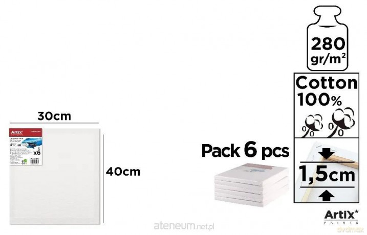 Podobrazie 30x40x1,5cm 280G/m2 (6szt)