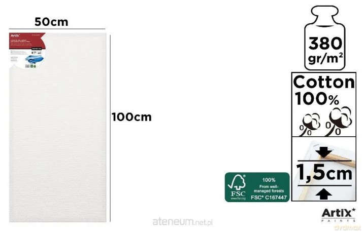Podobrazie 50x100x1,5cm 380G/m2