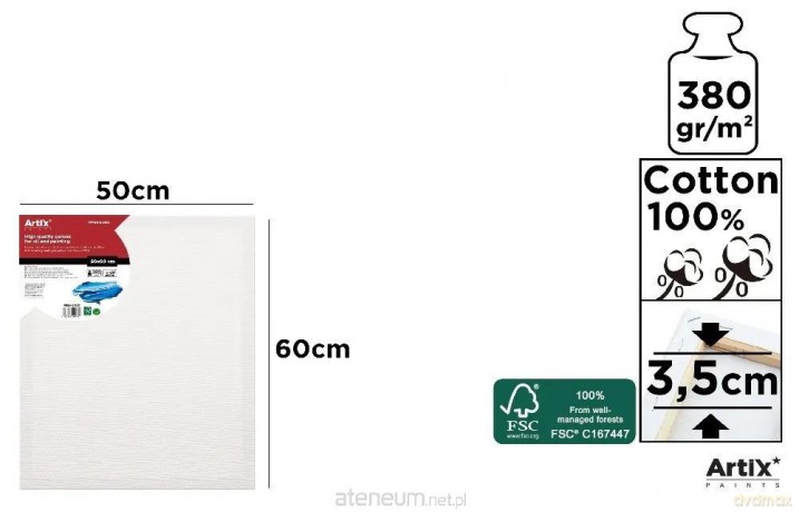 Podobrazie 50x60x3,5cm 380G/m2