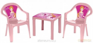 Stolik i dwa krzesła pastel różowy