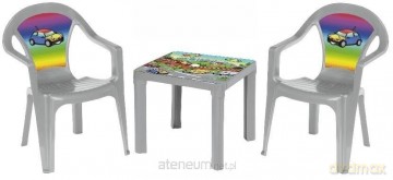 Stolik i dwa krzesła pastel szary