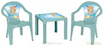 Stolik i dwa krzesła pastel turkus