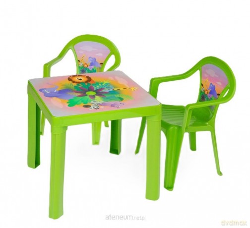 Stolik i dwa krzesła seledyn