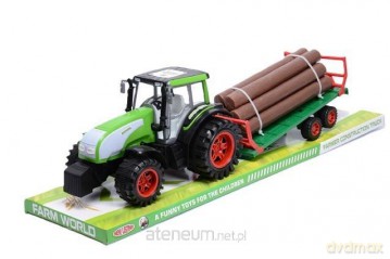 Traktor gigant z przyczepa i drewnem