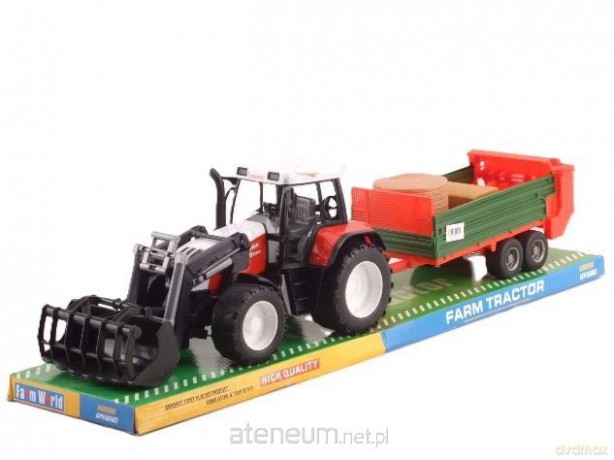 Traktor z łyżka i rozrzutnikiem