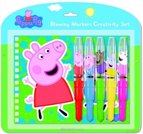 Zestaw markery Peppa 5szt + notes +szablon