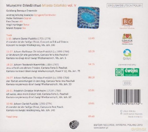 Muzyczne Dziedzictwo Miasta Gdańska Vol.V - Kantaty Wielkanocne [CD]