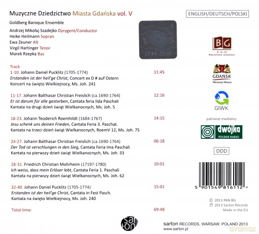 Muzyczne Dziedzictwo Miasta Gdańska Vol.V - Kantaty Wielkanocne [CD]