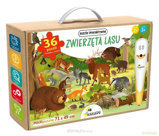Zwierzęta lasu. Puzzle interaktywne Kakadu - Magdalena Młodnicka, Piotr Wojtyra, Beata Żurawska [KSIĄŻKA]