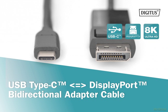 Kabel adapter USB Typ C/DisplayPort dwukierunkowy 8K 30Hz 2m [KABEL]
