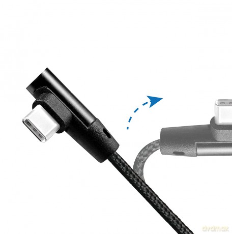 Kabel USB 2.0 A męski do USB-C męski, kątowy, 0.3m [KABEL]
