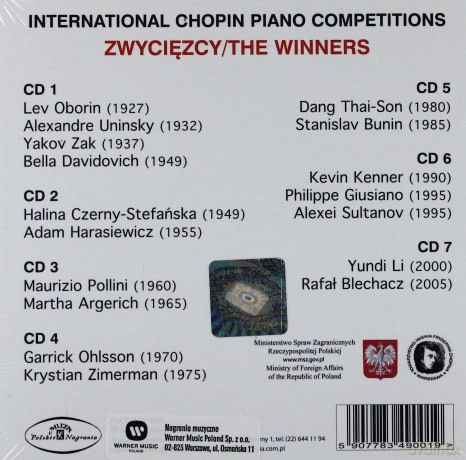 Chopin Fryderyk - International Chopin Piano Competitions - Zwycięzcy/The Winners [7CD]