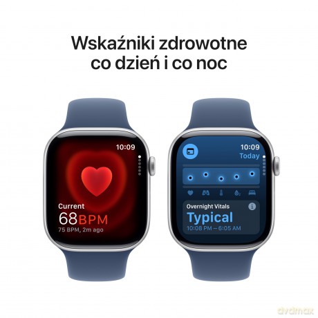 Watch Series 10 GPS + Cellular, koperta 46 mm z aluminium w kolorze srebrnym z paskiem sportowym w kolorze denim - rozmiar S/M