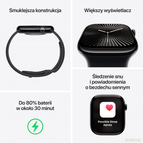 Watch Series 10 GPS + Cellular, koperta 46 mm z aluminium w kolorze srebrnym z paskiem sportowym w kolorze denim - rozmiar S/M