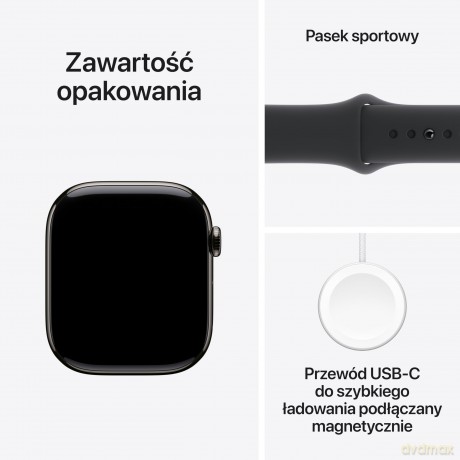 Watch Series 10 GPS + Cellular, koperta 46 mm z tytanu w kolorze łupkowym z paskiem sportowym w kolorze czarnym - rozmiar S/M