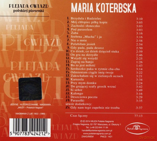 Maria Koterbska: Plejada Gwiazd Polskiej Piosenki [CD]