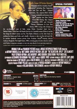 The Talented Mr Ripley (Utalentowany Pan Ripley) [DVD]