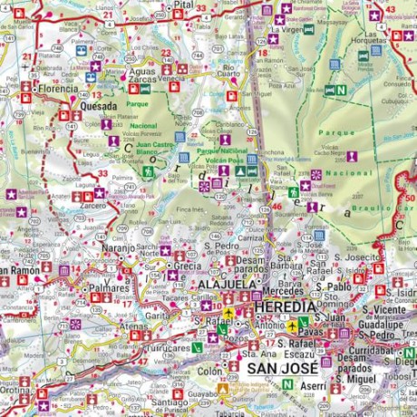 Costa Rica Road Map 1:400,000 scale: wegenkaart schaal 1:400.000 [KSIĄŻKA]