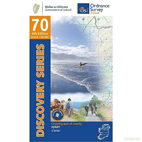 County Kerry Map | Ordnance Survey Ireland | Dingle | OSI Discovery Series 70 | Ireland | Walks | Hiking | Maps | Adventure [KSIĄŻKA]