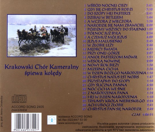 Kolędy - Krakowski Chór Kameralny Śpiewa Kolędy [CD]