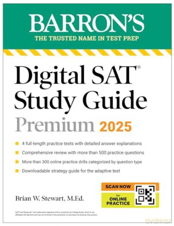 Digital SAT Study Guide Premium, 2025: 4 Practice Tests + Comprehensive Review + Online Practice [KSIĄŻKA]