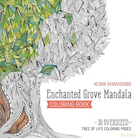 Enchanted Grove Mandala Coloring Book: 30 oversized tree of life coloring pages [KSIĄŻKA]
