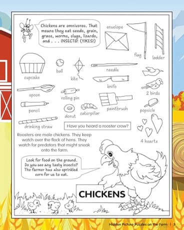 Hidden Picture Puzzles on the Farm: 50 Seek-and-Find Puzzles to Solve and Color [KSIĄŻKA]