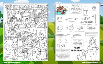 Hidden Picture Puzzles on the Farm: 50 Seek-and-Find Puzzles to Solve and Color [KSIĄŻKA]