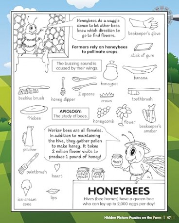 Hidden Picture Puzzles on the Farm: 50 Seek-and-Find Puzzles to Solve and Color [KSIĄŻKA]