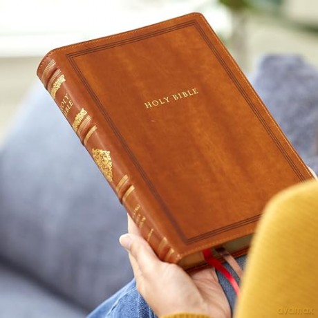 KJV Large Print Reference Bible, Brown Leathersoft, Red Letter, Comfort Print [KSIĄŻKA]