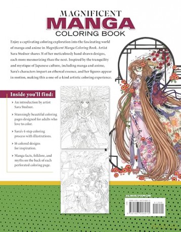 Magnificent Manga Coloring Book: 32 Designs in Motion for the Ultimate Coloring Experience: Mythical and Magical Designs from Japanese Folklore [KSIĄŻKA]