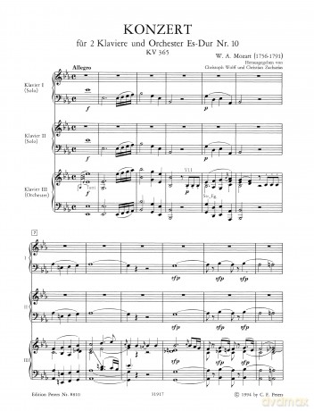 Mozart: Concerto No. 10 in E flat for 2 Pianos K365 [KSIĄŻKA]