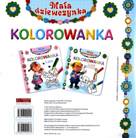 Mała dziewczynka kolorowanka - Liza [KSIĄŻKA]