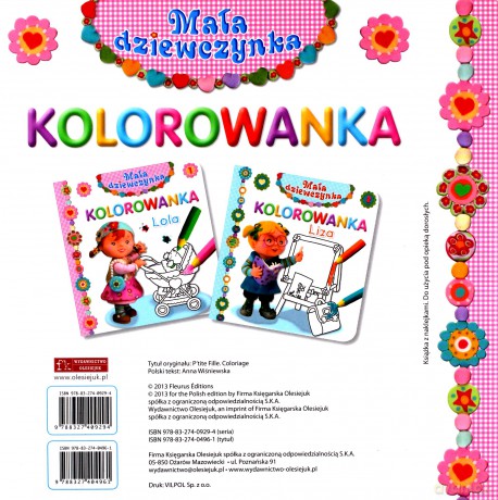 Mała dziewczynka kolorowanka - Lola [KSIĄŻKA]