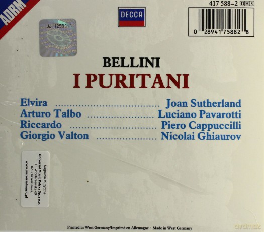 Sutherland Pavarotti: Bellini: I Puritani (Ga) [3CD]