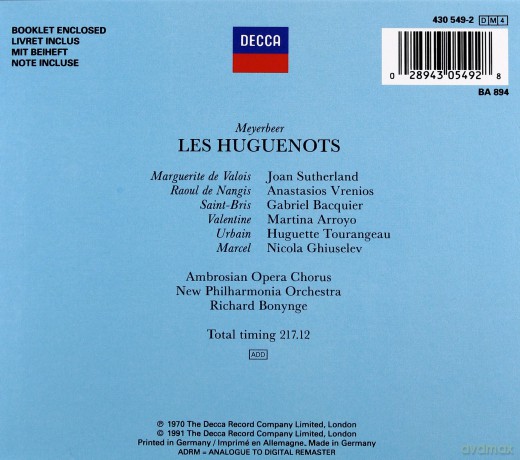 Sutherland/Bonynge: Meyerbeer:Les Huguenots [4CD]