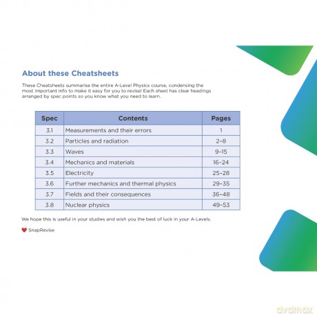 SnapRevise A-Level AQA Physics Summary Sheets [KSIĄŻKA]