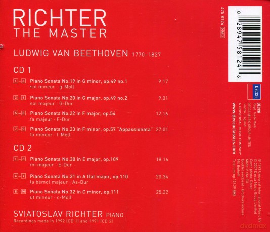 Sviatoslav Richter: Richter-The Master:Beethoven Sonatas [2CD]
