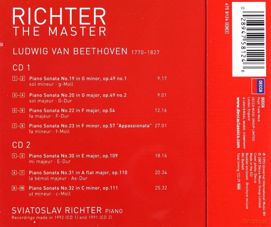 Sviatoslav Richter: Richter-The Master:Beethoven Sonatas [2CD]