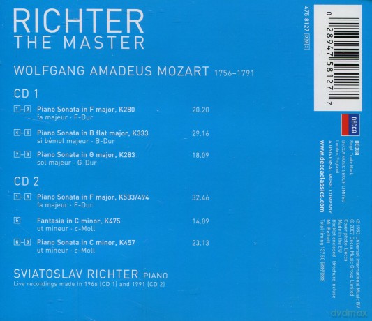 Sviatoslav Richter: Richter-The Master:Mozart Sonatas [2CD]