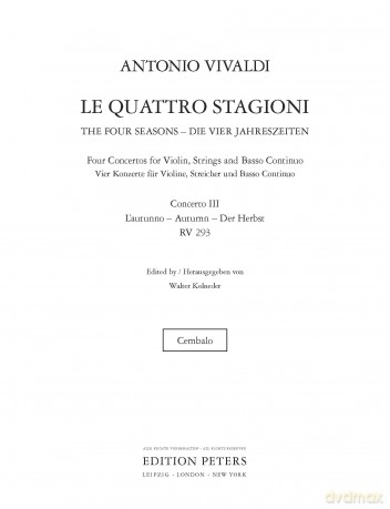 Vivaldi: The Four Seasons, Concerti Op. 8; No. 3 in F RV293 Autumn [KSIĄŻKA]