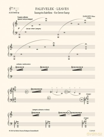 Zarándy, Ákos: Leaves for pedal harp or lever harp [KSIĄŻKA]