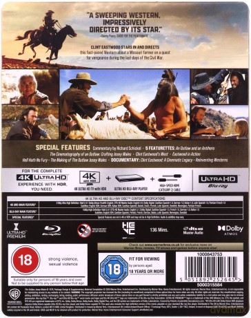 The Outlaw Josey Wales (Wyjęty spod prawa Josey Wales) (steelbook) [Blu-Ray 4K]+[Blu-Ray]