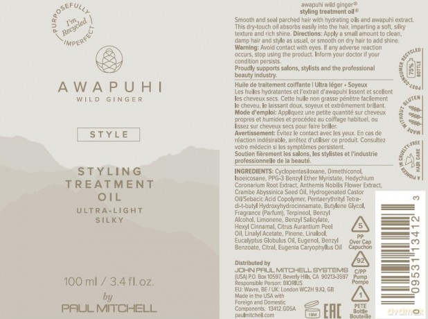 Awapuhi Wild Ginger Styling Treatment Oil Styling Treatment Oil - Volume: 100 ml